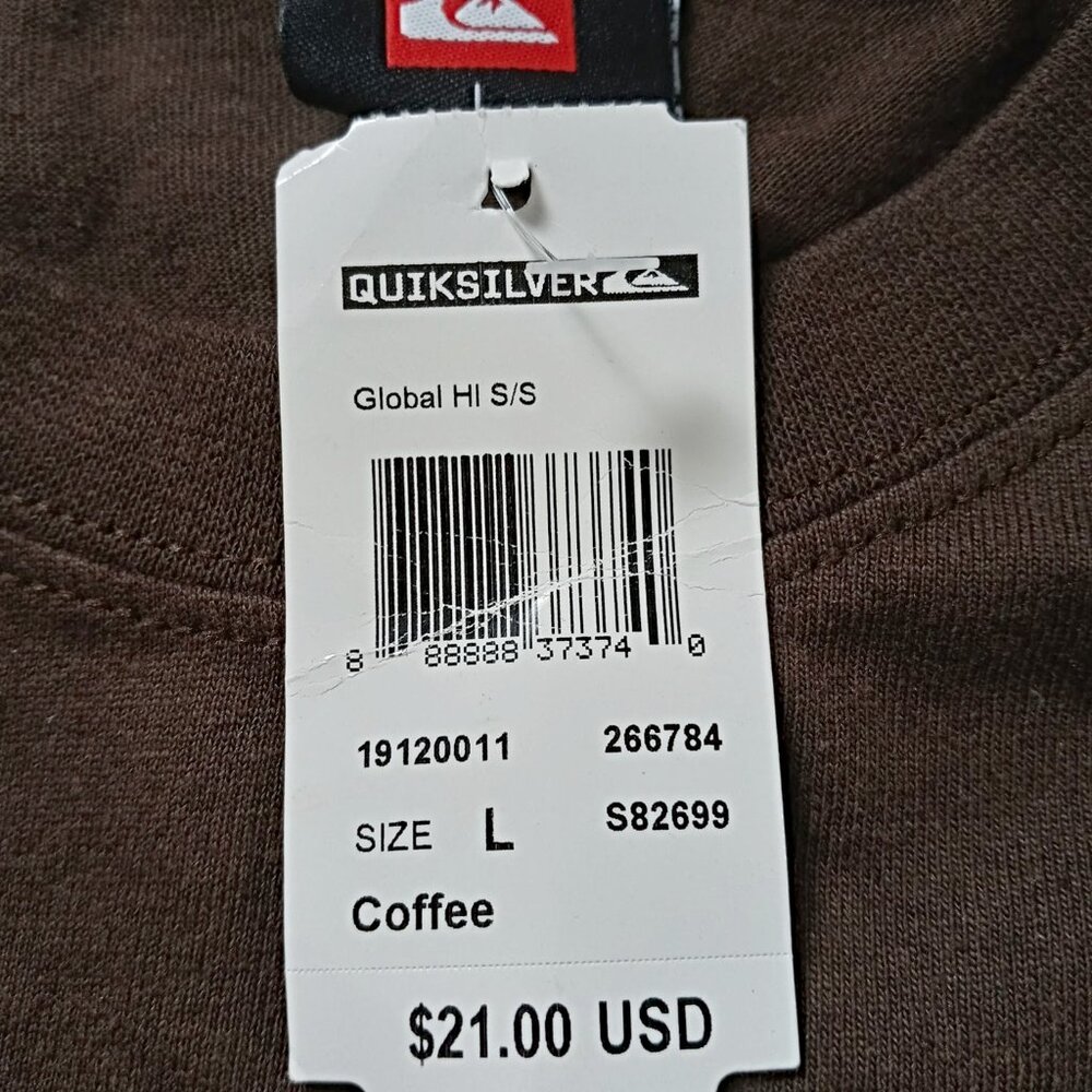 Quicksilver Mens Hawaii T-Shirt Coffee Brown Cotton Short Sleeve Aloha Size L - Picture 12 of 12